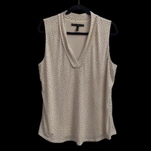 WHBM Polka Dot V-Neck Sleeveless Pullover Layering Top L